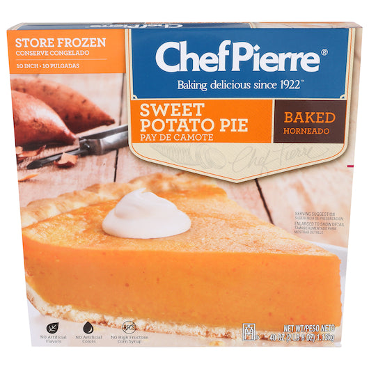 Chef Pierre 10" Pre-Baked Sweet Potato Pie 2.5 Pound Each - 6 Per Case.