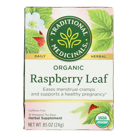 Traditional Medicinals Organic Raspberry Leaf Herbal Tea - 16 Tea Bags - Case of 6