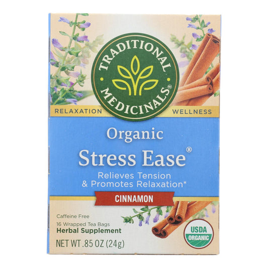 Traditional Medicinals Relaxation Tea - Stress Ease Cinnamon - Case of 6 - 16 Bags