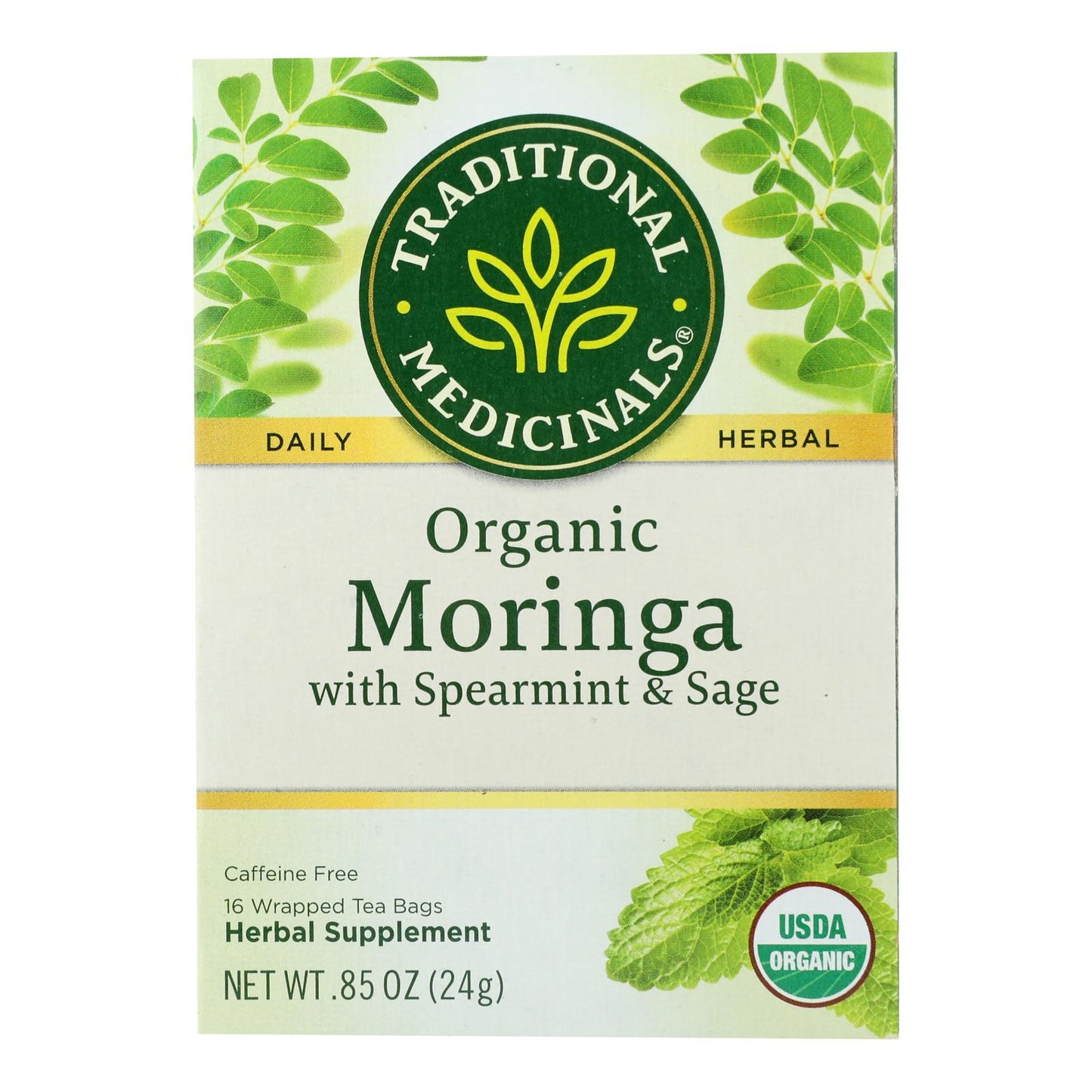 Traditional Medicinals Herb Tea - Organic - Moringa Spearmint Sage - Case of 6 - 16 BAG