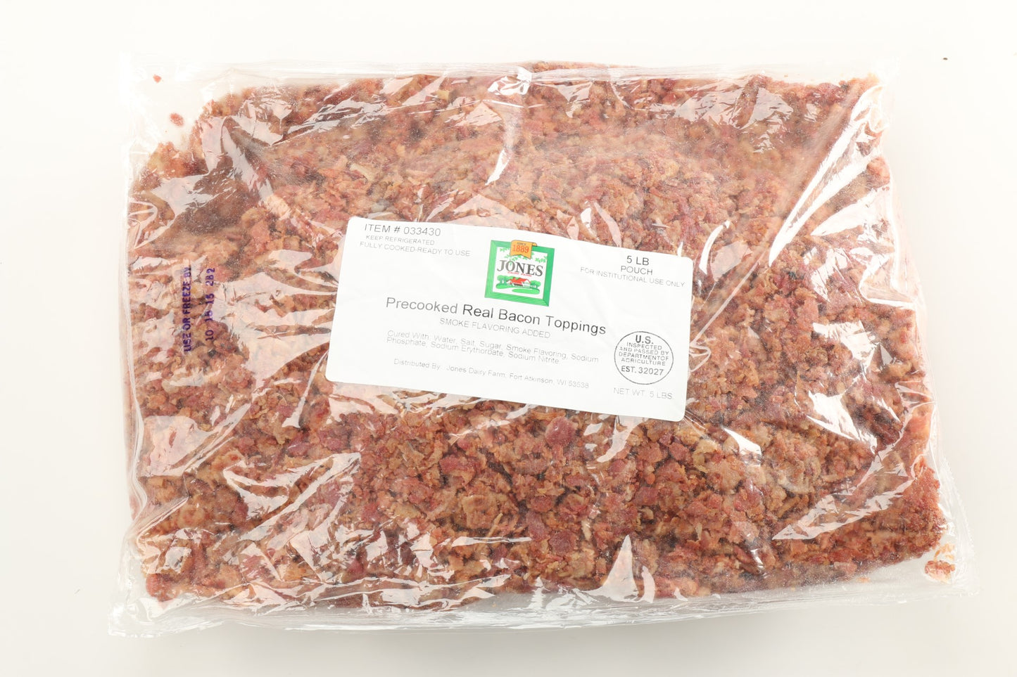 Jones Dairy Farm Bacon Toppings Precooked 5 Pound Each - 2 Per Case.