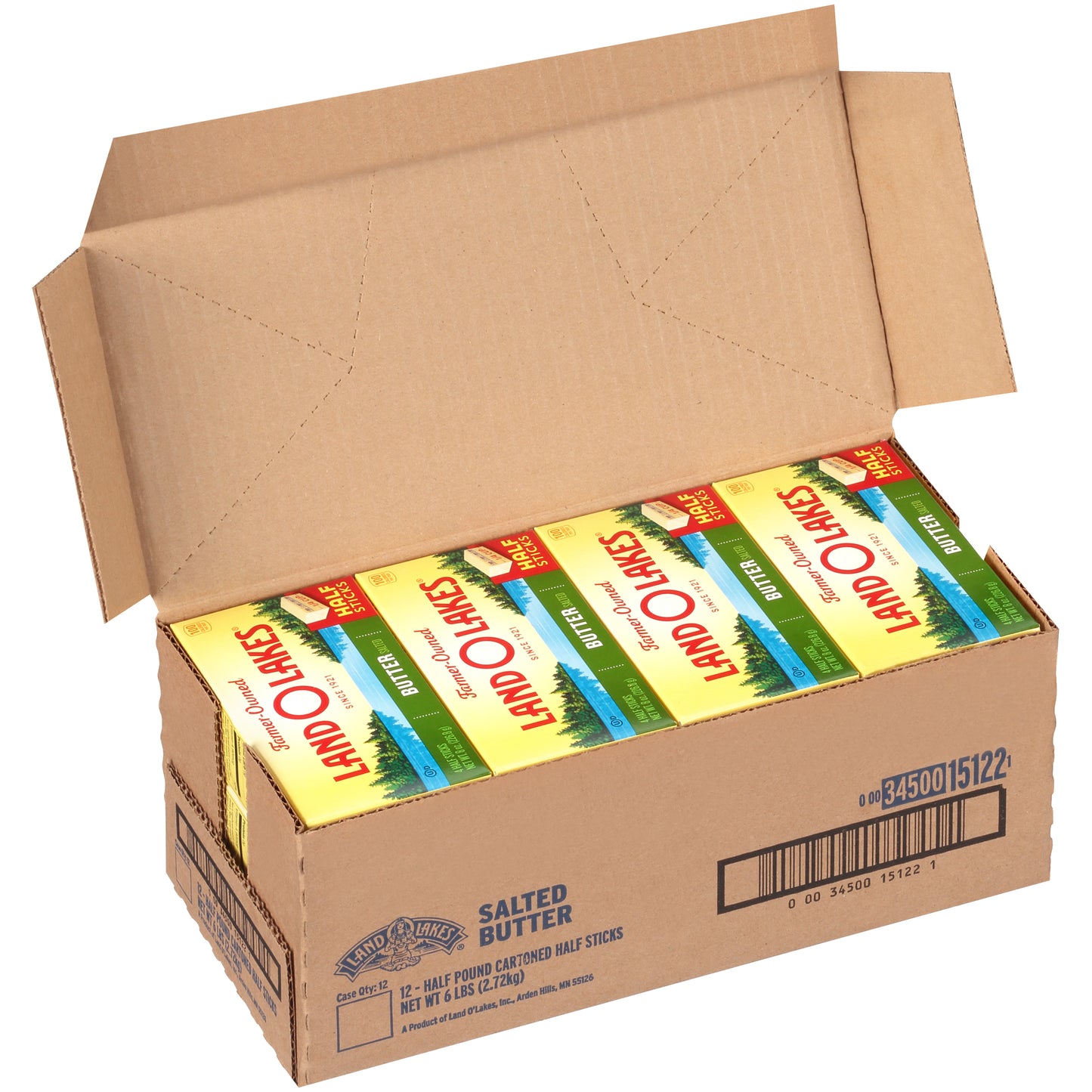 Land-O-Lakes® Half Stick Salted Butter 8 Ounce Size - 12 Per Case.