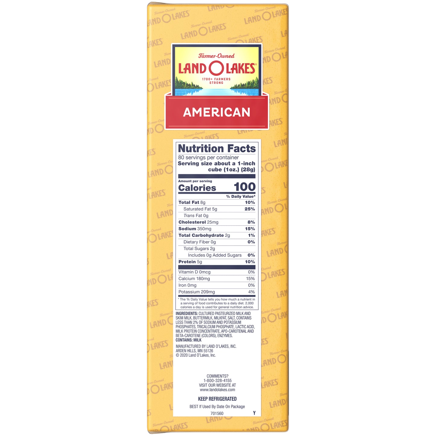 Land-O-Lakes® Yellow Deli American 5 Pound Each - 6 Per Case.