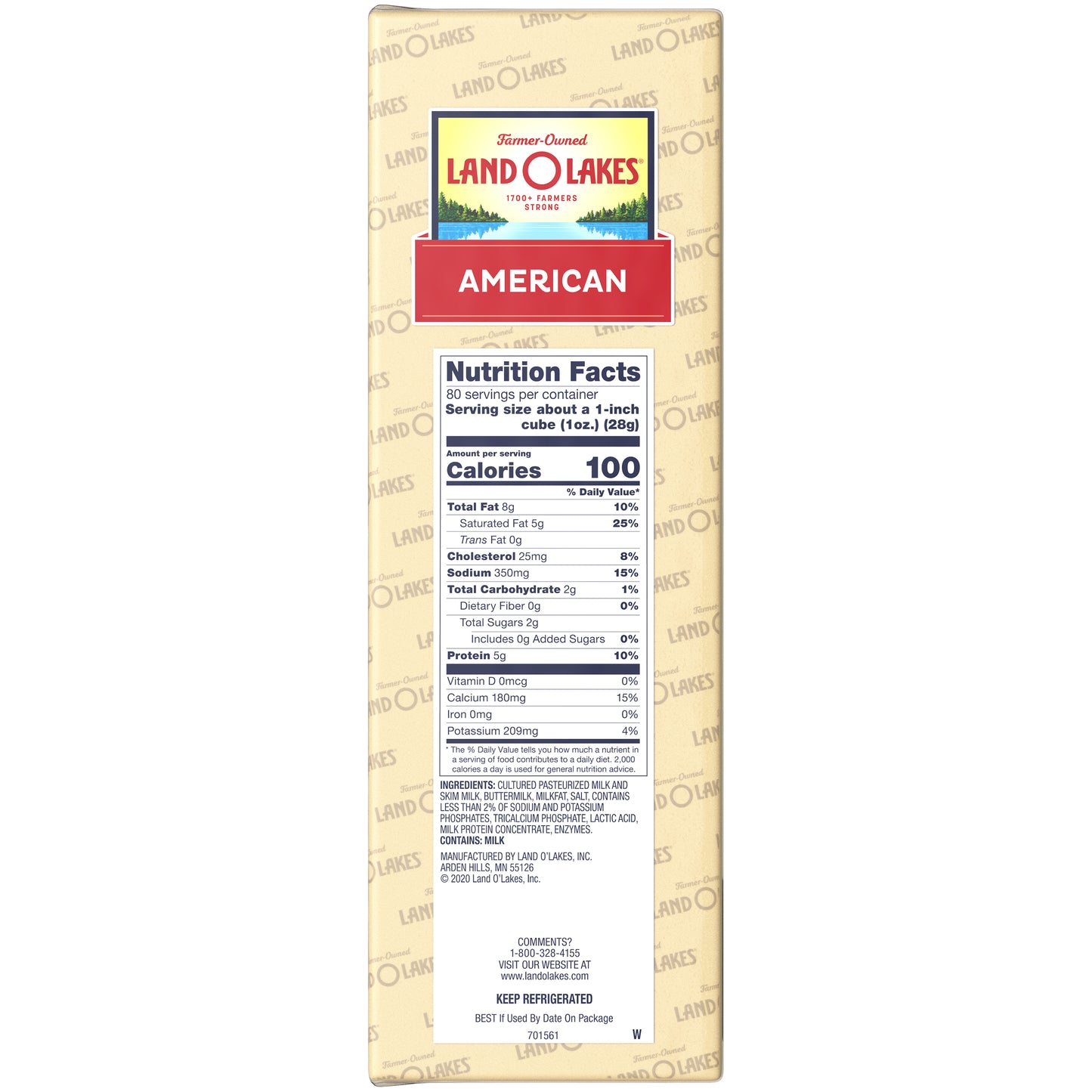 Land-O-Lakes® White Deli American 5 Pound Each - 6 Per Case.