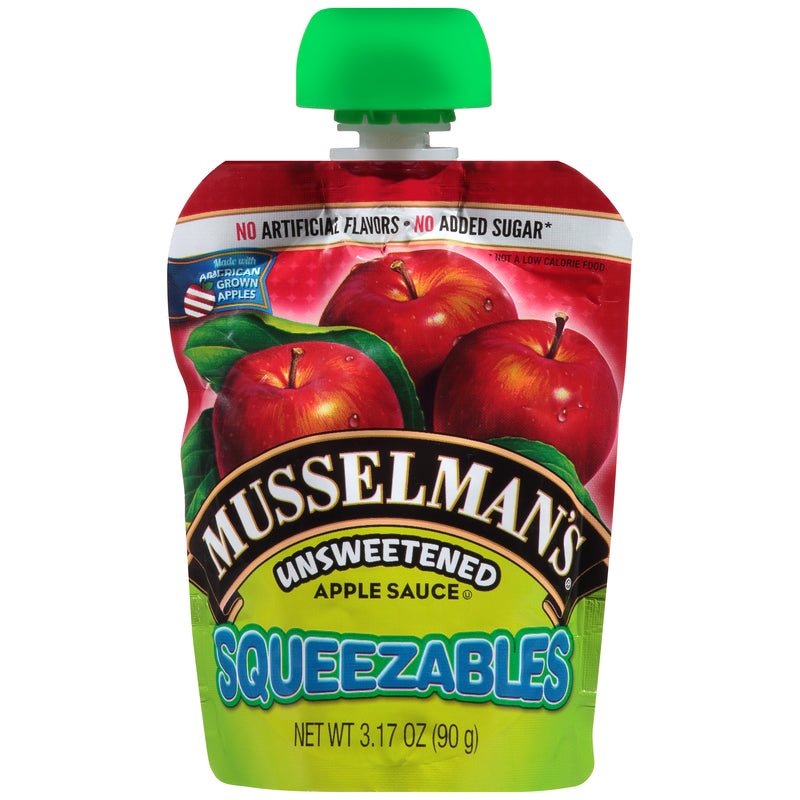 Musselman's squeezables Unsweetened Apple Sauce 3.17 Ounce Size - 48 Per Case.