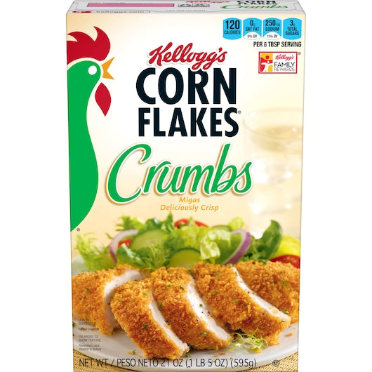 Kellogg's Corn Flakes Crumbs 21 Ounce Size - 12 Per Case.