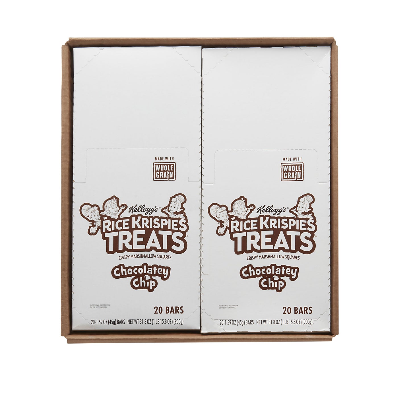 Kellogg's Rice Krispies Treats Squares Whole Grain Chocolate Chip 1.59 Ounce Size - 80 Per Case.