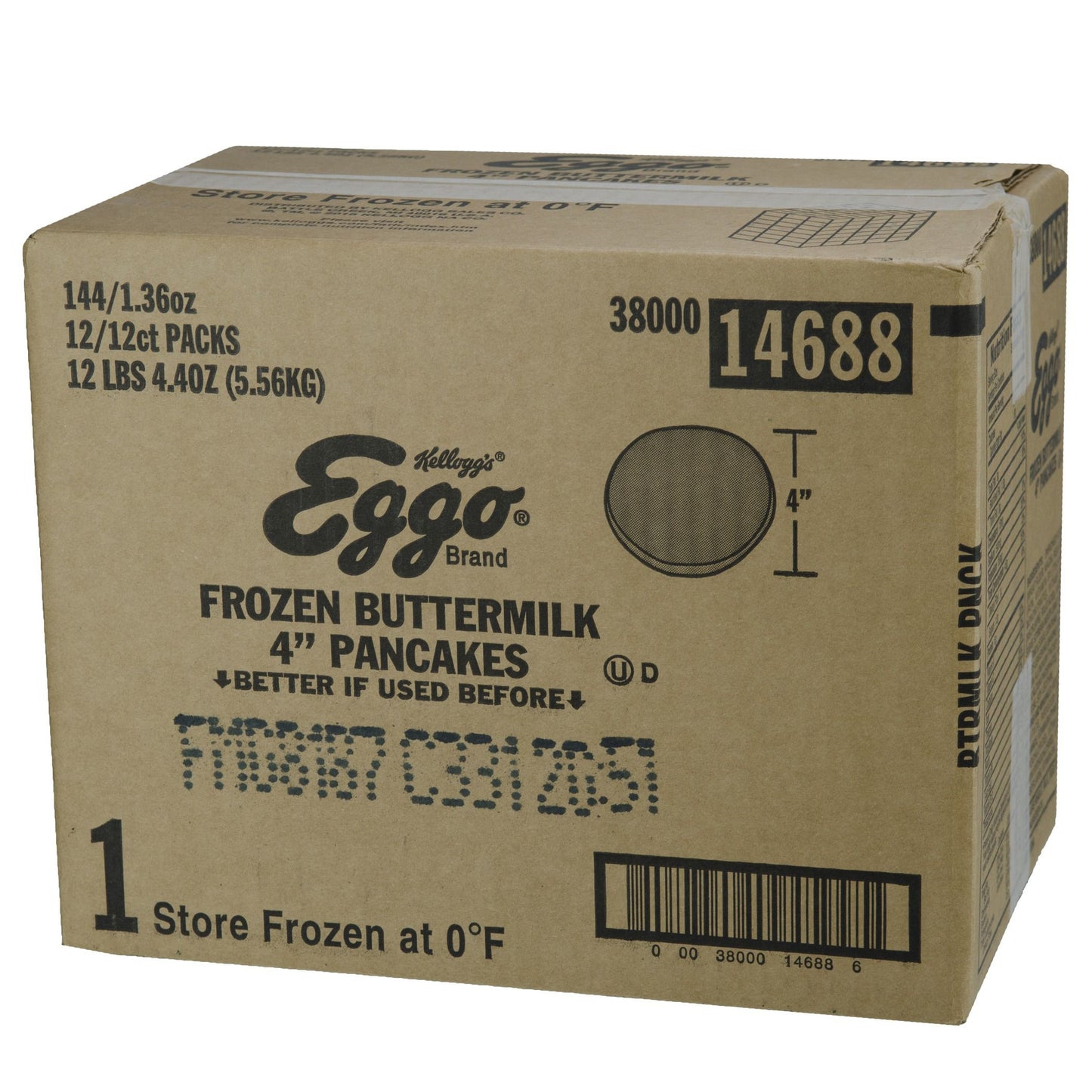 Kellogg's Eggo Pancakes Buttermilk 1.36 Ounce Size - 144 Per Case.