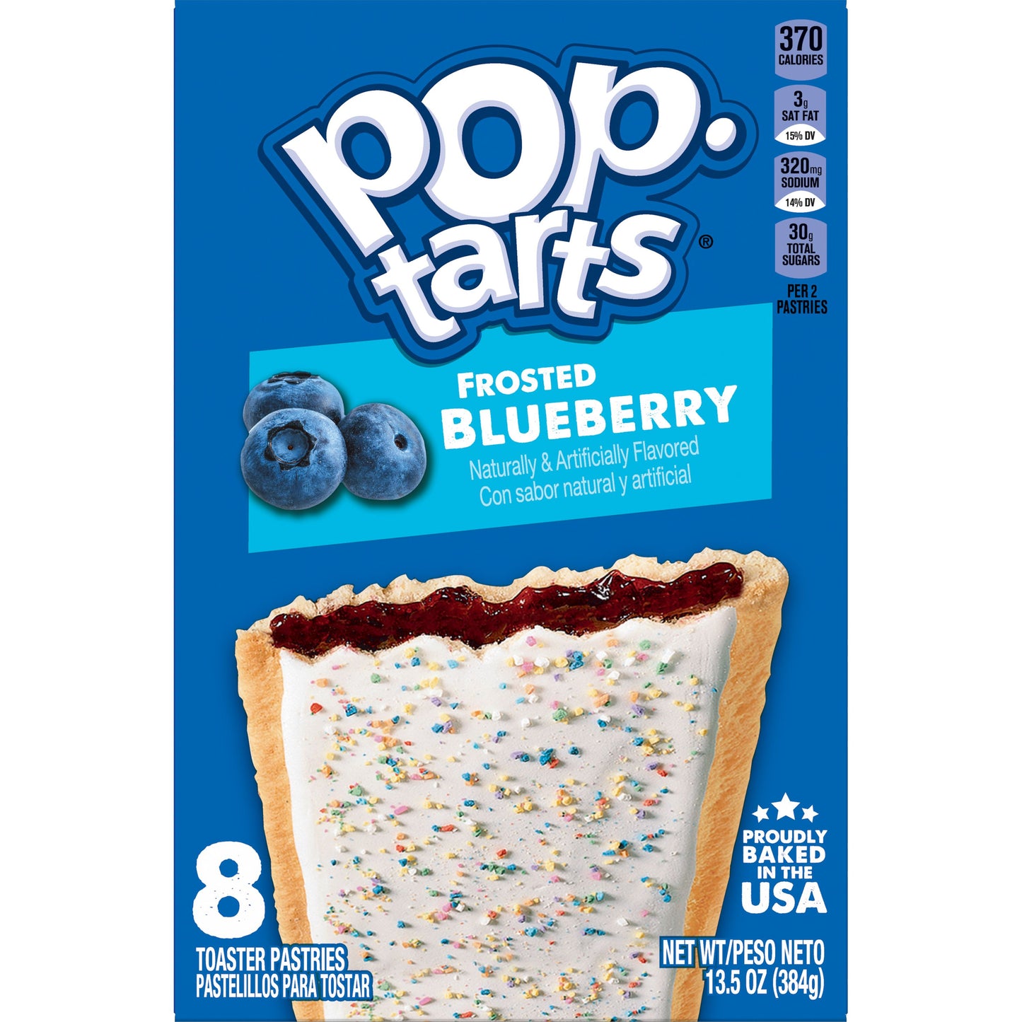 Kellogg's Pop Tarts Frosted Blueberry 13.5 Ounce Size - 12 Per Case.