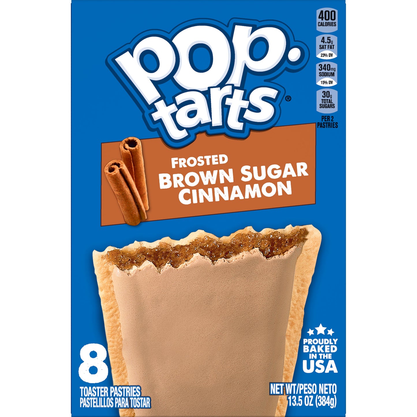 Kellogg's Pop Tarts Frosted Brown Sugar Cinnamon 13.5 Ounce Size - 12 Per Case.