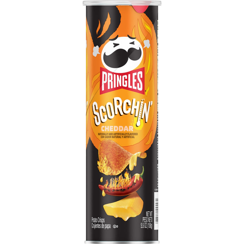 Pringles Crisps Scorchin' Cheese 5.5 Ounce Size - 14 Per Case.