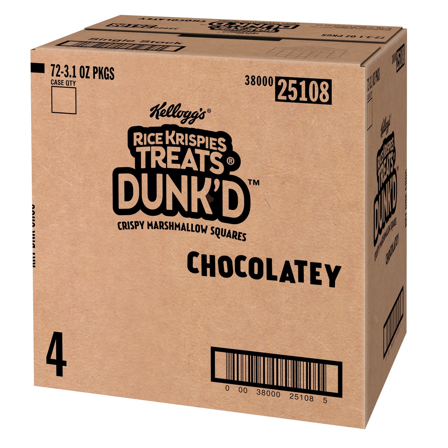 Kellogg's Rice Krispies Treats Chocolatey Dunk'd Bars 3.1 Ounce Size - 72 Per Case.