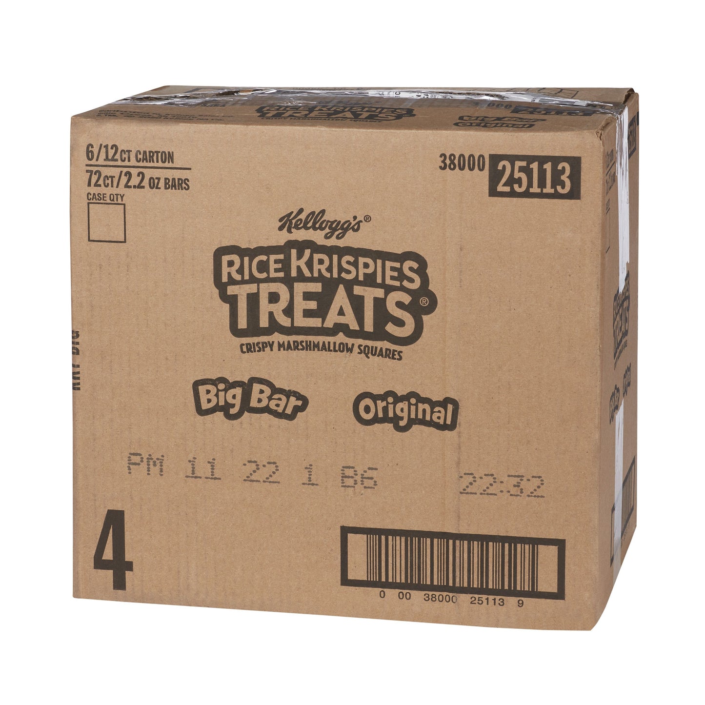 Kellogg's Rice Krispies Treats Squares Original 2.2 Ounce Size - 72 Per Case.