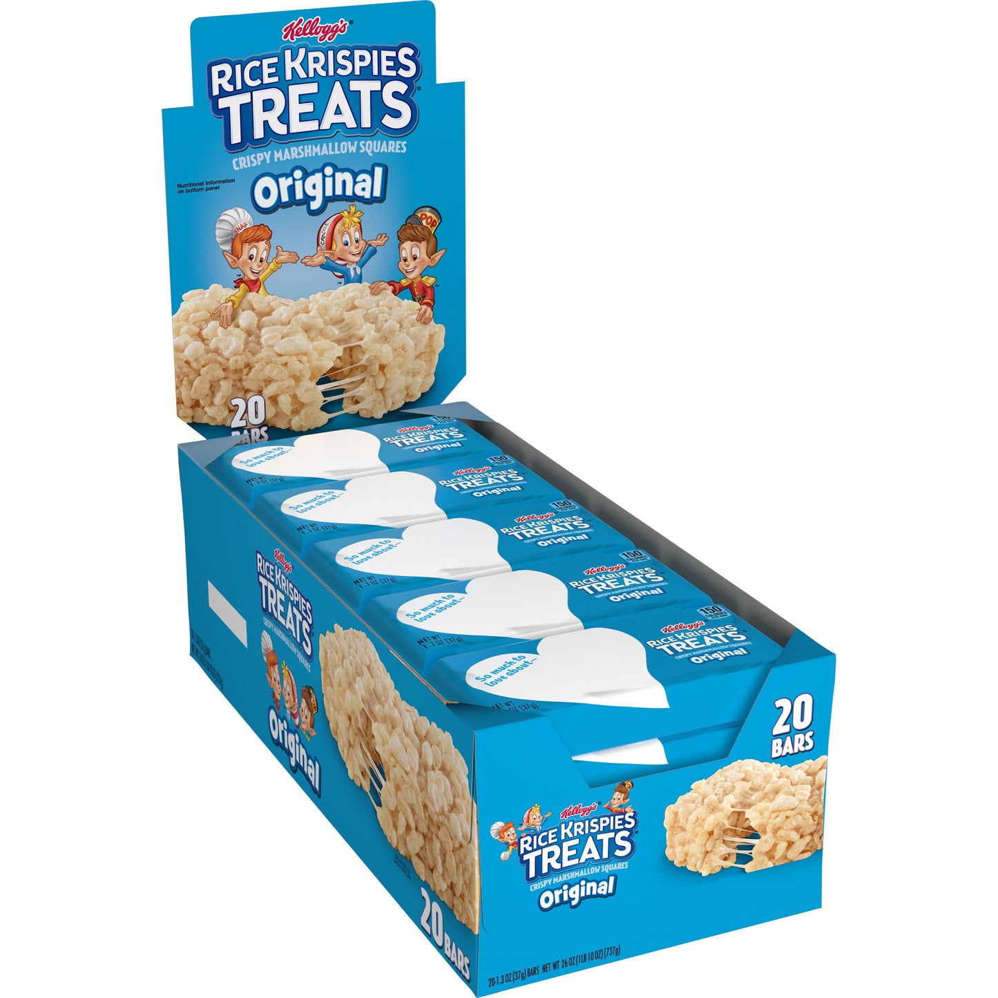 Kellogg's Rice Krispies Treats Squares Original 1.3 Ounce Size - 80 Per Case.