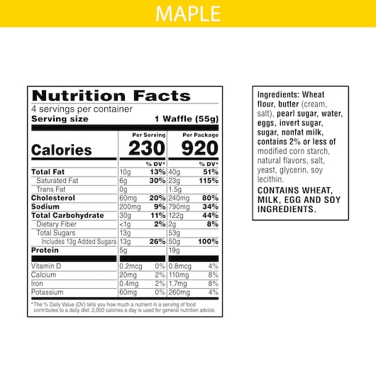 Kellogg's Eggo Waffles Liege Maple 4 Per 7.76 Ounce Size Box - 8 Boxes Per Case.