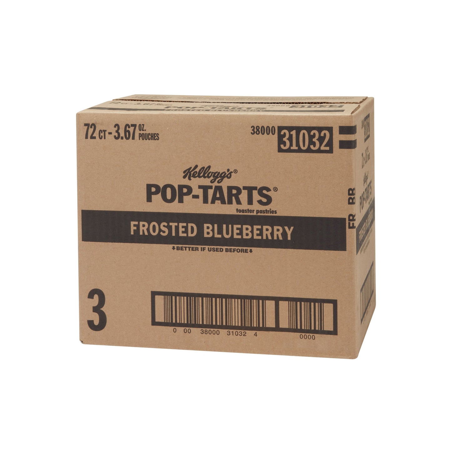 Kellogg's Pop Tarts Frosted Blueberry 3.3 Ounce Size - 72 Per Case.