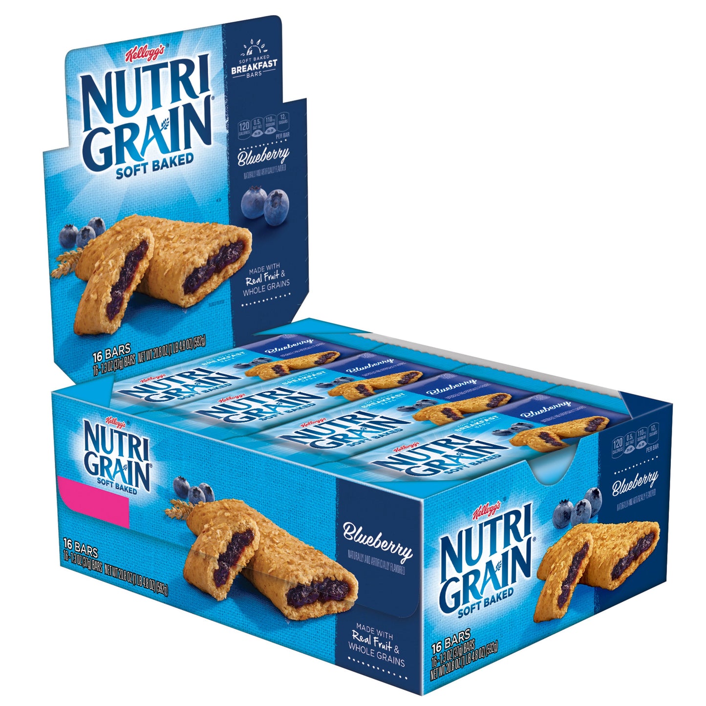 Kellogg's Nutri Grain Soft Baked Breakfast Bars Blueberry 1.3 Ounce Size - 48 Per Case.