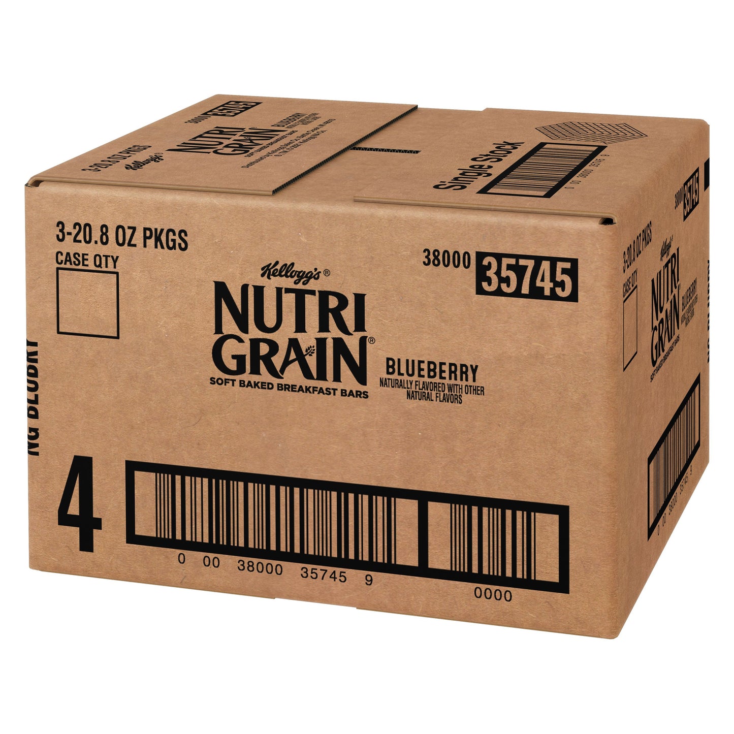 Kellogg's Nutri Grain Soft Baked Breakfast Bars Blueberry 1.3 Ounce Size - 48 Per Case.