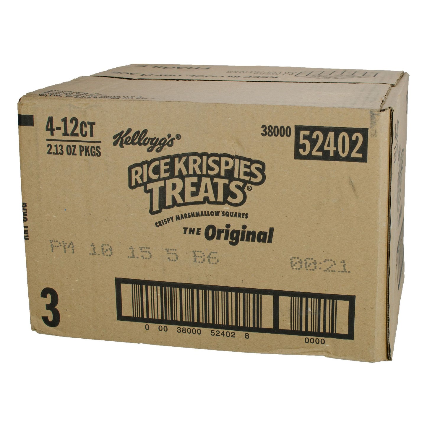 Kellogg's Rice Krispies Treats Squares Original 2.13 Ounce Size - 48 Per Case.