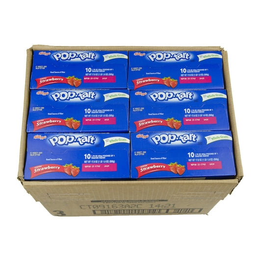 Kellogg's Pop-Tarts Whole Grain Frosted Strawberry 1.69 Ounce Size - 120 Per Case.