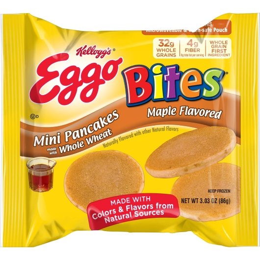Kellogg's Eggo Bites Mini Maple Pancake 3.03 Ounce Size - 72 Per Case.