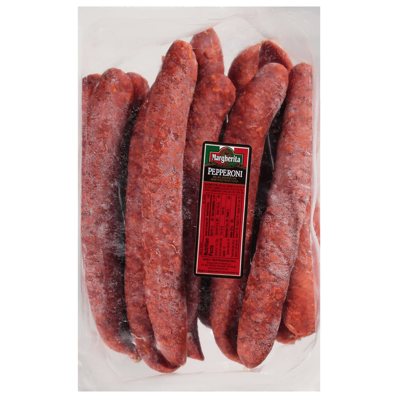 Pepperoni Sticks Margherita Hog Casing 2" 5 Pound Each - 2 Per Case.