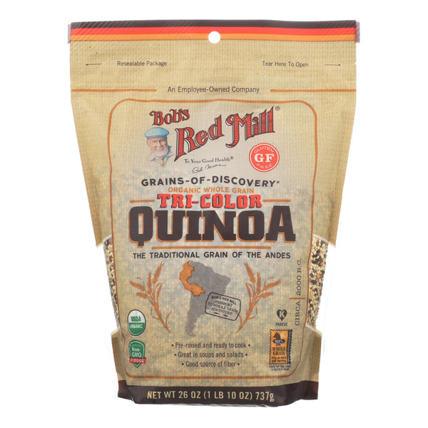 Bob's Red Mill Organic Whole Grain Tri-Color Quinoa - Case of 4 - 26 Ounce