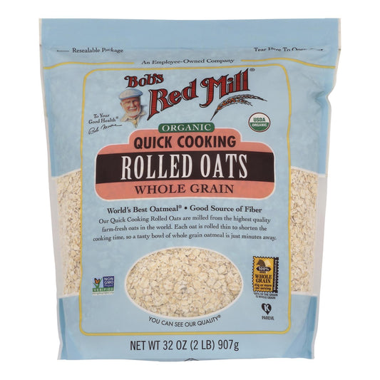 Bob's Red Mill - Oats - Organic Quick Cooking Rolled Oats - Whole Grain - Case of 4 - 32 Ounce.