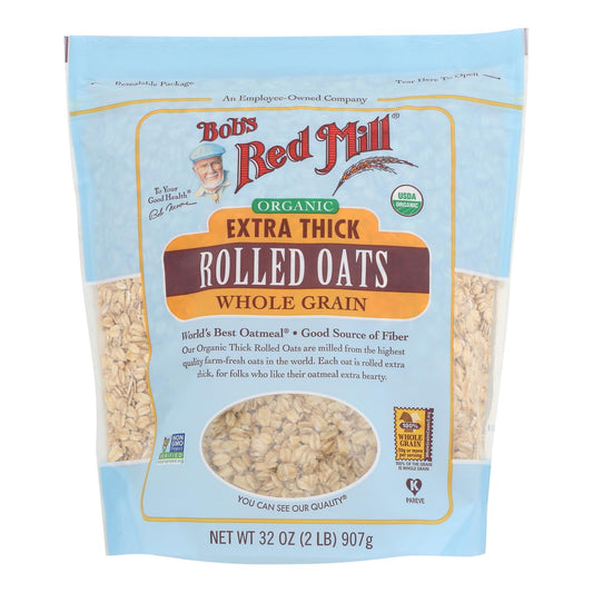 Bob's Red Mill - Oats - Organic Extra Thick Rolled Oats - Whole Grain - Case of 4 - 32 Ounce.