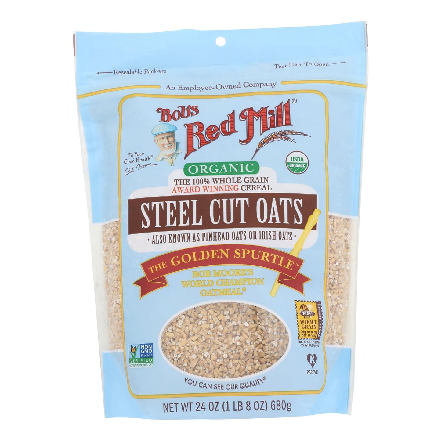 Bob's Red Mill - Oats - Organic Steel Cut Oats - Case of 4 - 24 Ounce.