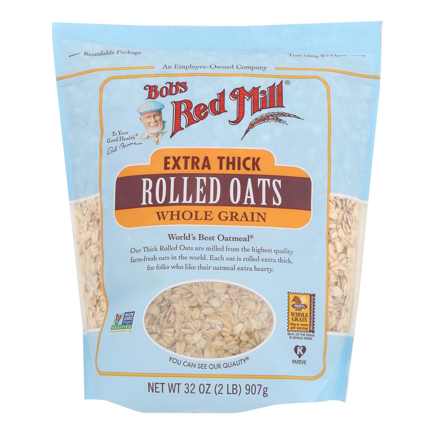 Bob's Red Mill - Rolled Oats - Extra Thick - Case of 4-32 Ounce.