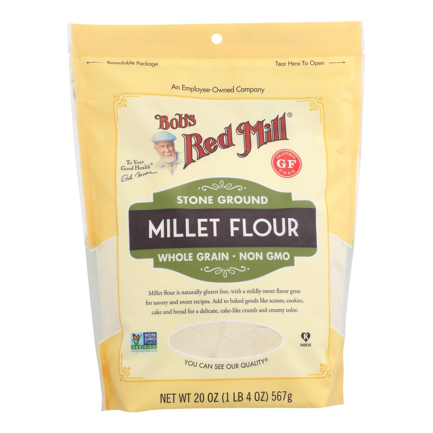 Bob's Red Mill - Millet Flour Gluten Free - Case of 4 - 20 Ounce