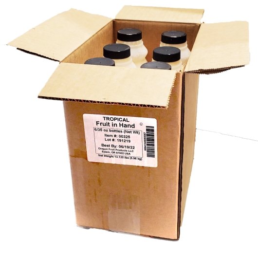 Oregon Fruit Products Fruit In Hand Tropical Original 35 Ounce Size - 6 Per Case.