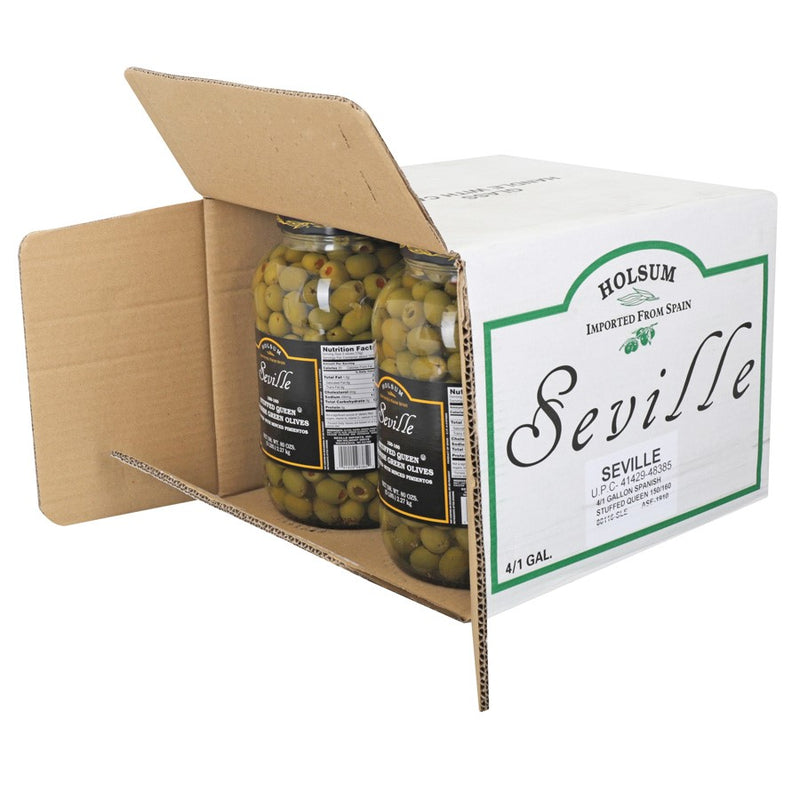 Seville Stuffed Olives Queen 1 Gallon - 4 Per Case.