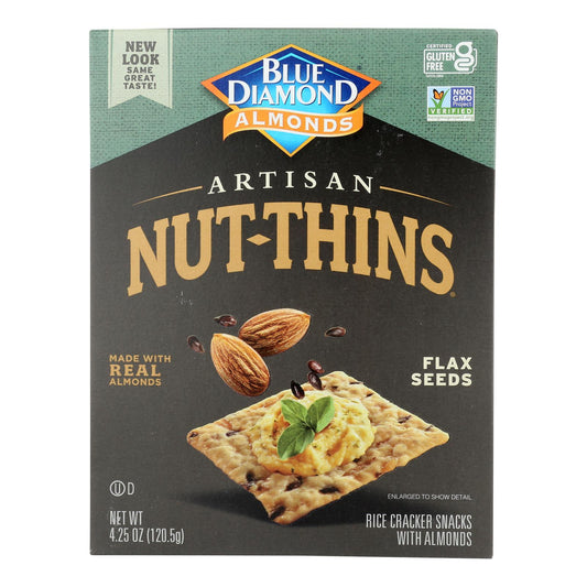 Blue Diamond - Artesion Nut Thins - Flax Seed - Case of 12 - 4.25 Ounce.