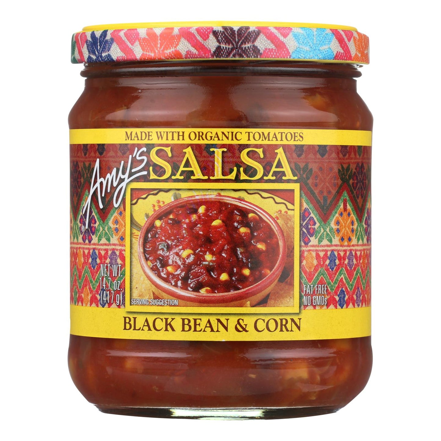 Amy's - Black Bean & Corn Salsa - Made with Organic Ingredients - Case of 6 - 14.7 Ounce