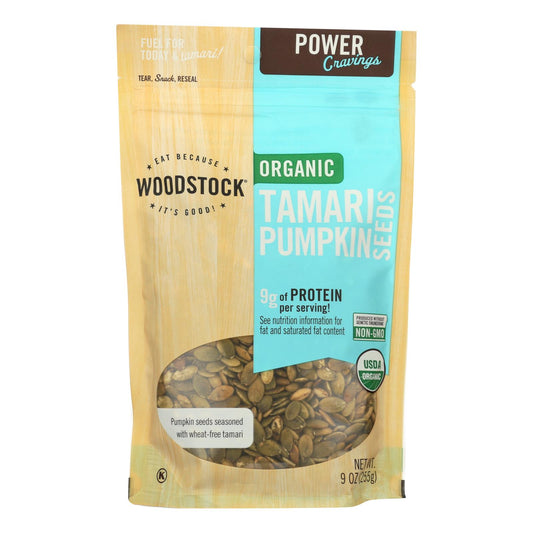 Woodstock Organic Tamari Pumpkin Seeds - Case of 8 - 9 Ounce