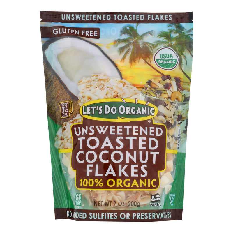 Let's Do Organics Toasted Coconut Flakes - Organic - Case of 12 - 7 Ounce.