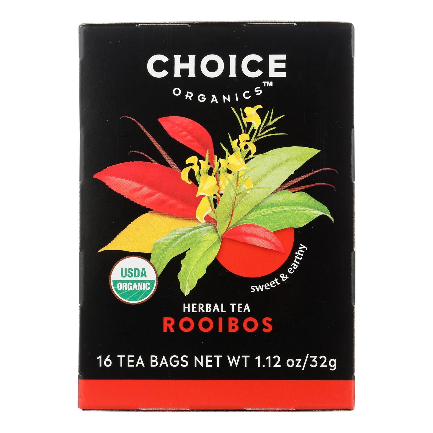 Choice Organic Teas Rooibos Red Bush Tea - 16 Tea Bags - Case of 6