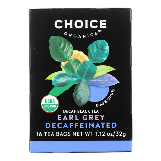 Choice Organic Teas Decaffeinated Earl Grey Tea - 16 Tea Bags - Case of 6