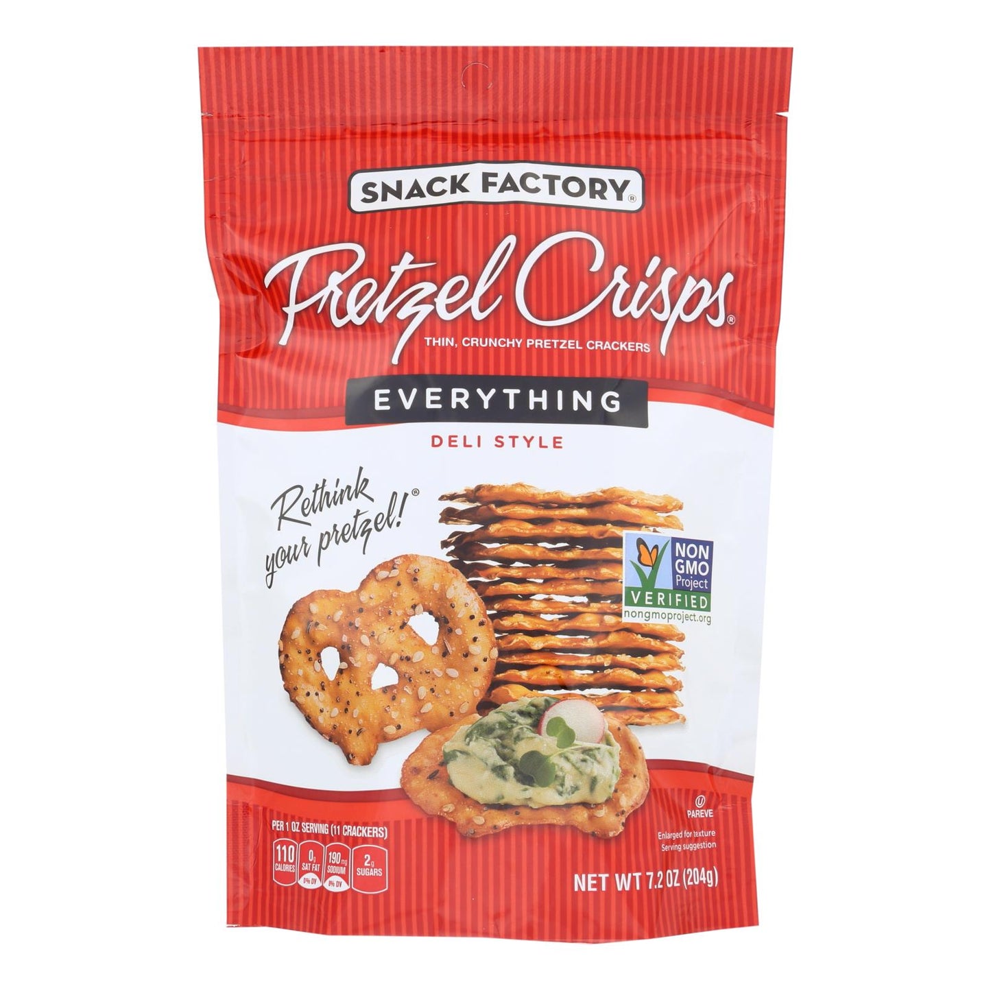 Pretzel Crisp Pretzel Crisps - Everything - Case of 12 - 7.2 Ounce.