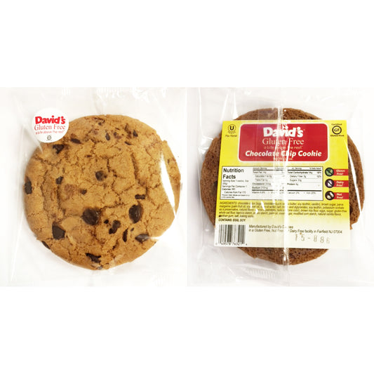 David's Gluten Free Thaw N'sell Chocolate Chip Cookie Individually Wrapped 3 Ounce Size - 24 Per Case.