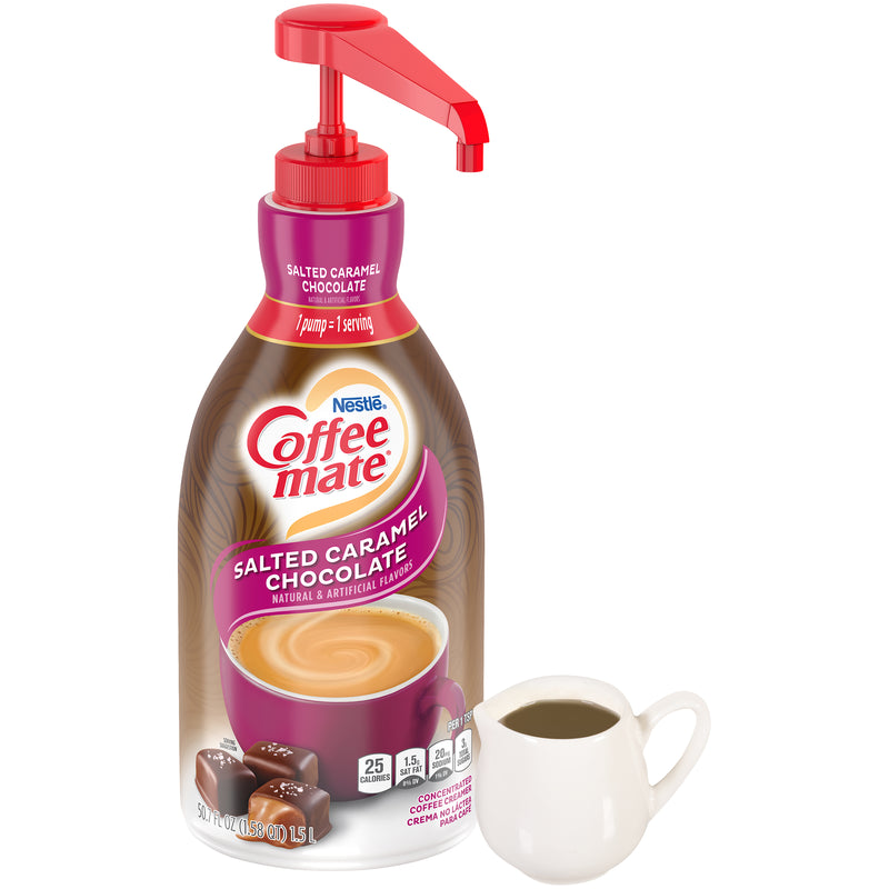 Nestle Coffee Mate Salted Caramel Chocolateliquid Concentrate Pump Bottle 1.58 Qt - 2 Per Case.