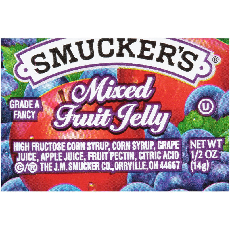 Smucker Mixed Fruit Jelly Plastic 0.5 Ounce Size - 6.25 Pound Per Case.