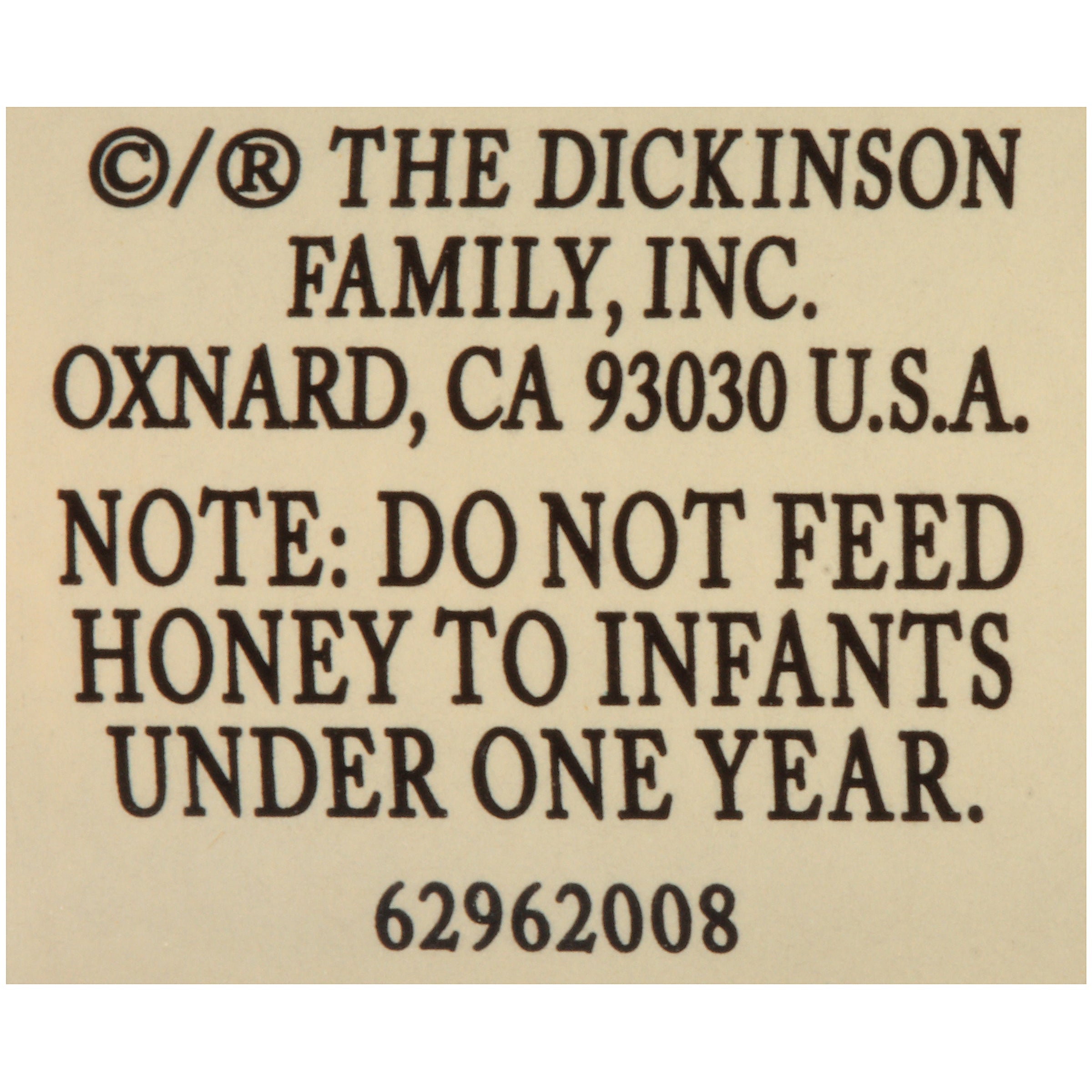 Dickinson Pure Honey 1.1 Ounce Size - 4.951 Pound Per Case.