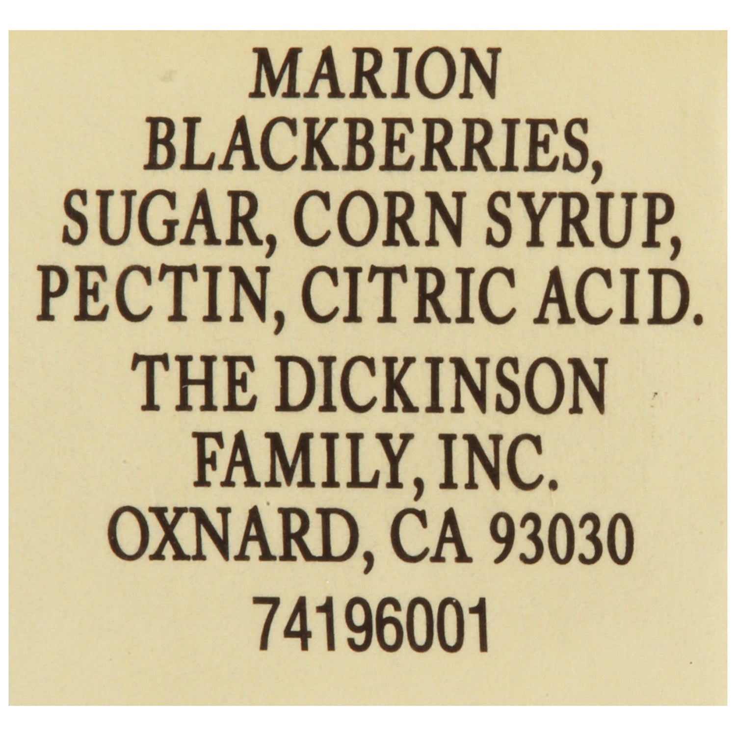 Dickinson Seedless Blackberry Preserves Glass 1 Ounce Size - 4.501 Pound Per Case.