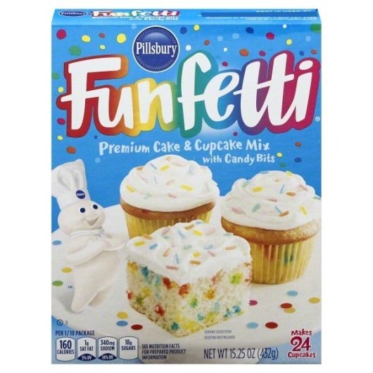 Pillsbury Funfetti Cake & Cupcake Mix, 15.25 Ounce Size - 12 Per Case.