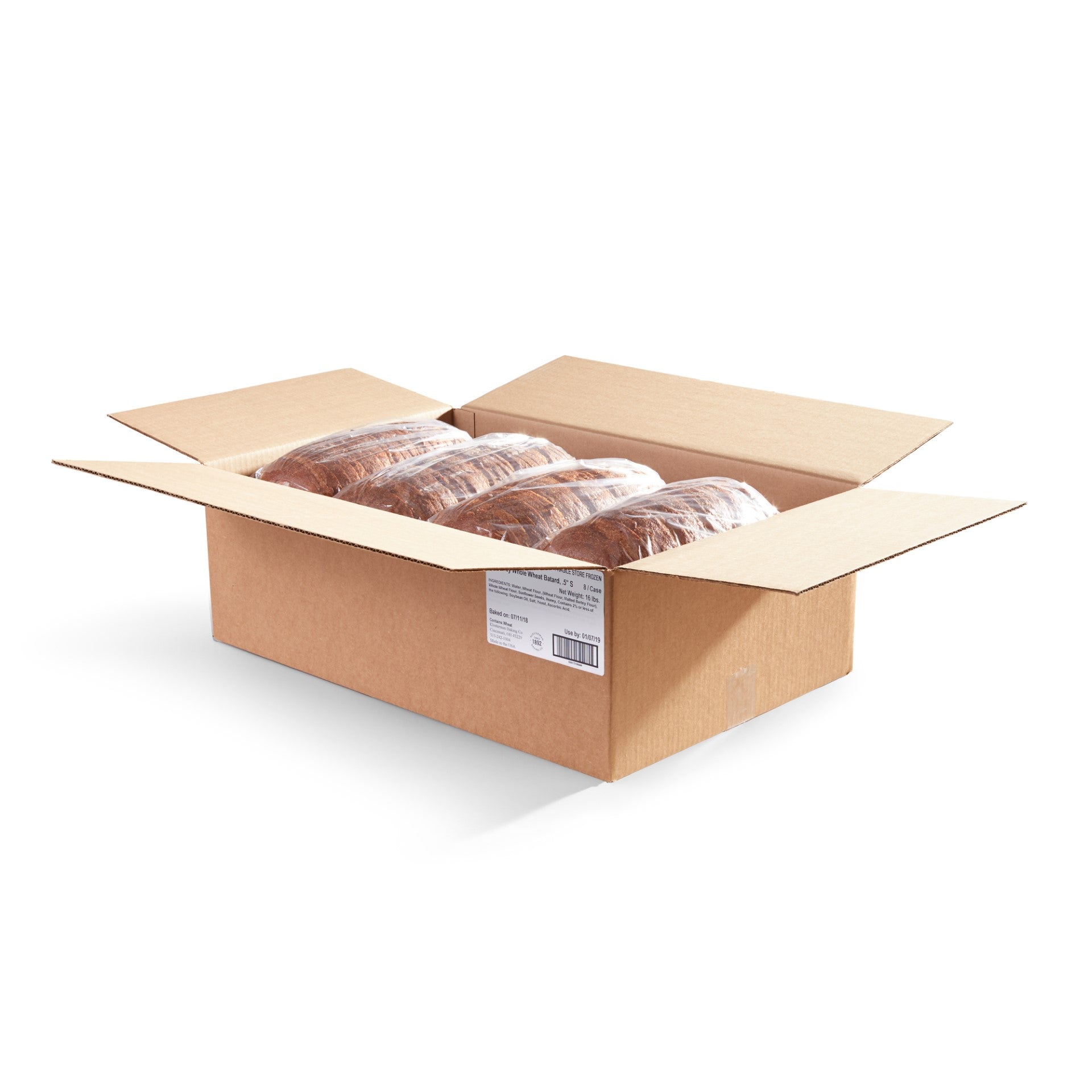 Klosterman Artisan Whole Wheat Thick Sliced Batardcase 8 Count Packs - 1 Per Case.