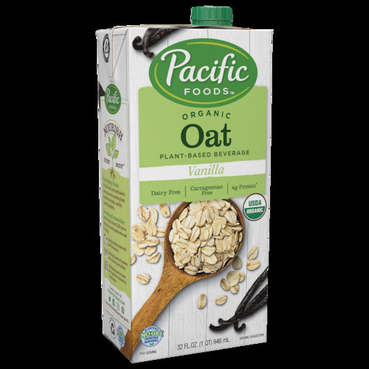 Pacific Foods Organic Oat Vanilla Plant Based beverage, 32 Fluid Ounce - 12 Per Case.