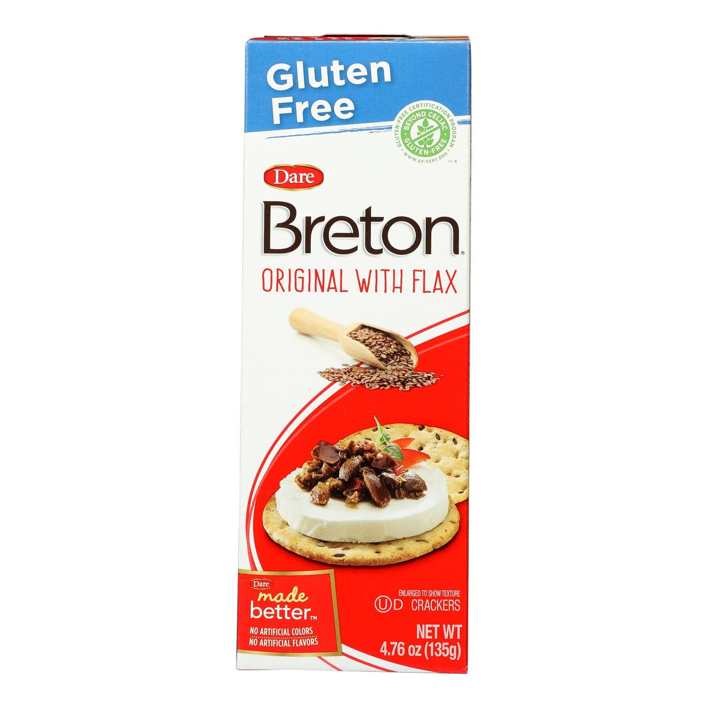 Breton/Dare - Crackers - Original with Flax - Case of 6 - 4.76 Ounce.